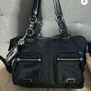 Coach limited edition Cambridge leather zip tote satchel in black with silver